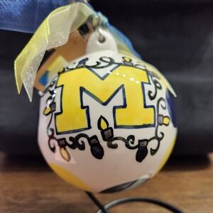 U of M Ornament with Maize and Blue Design